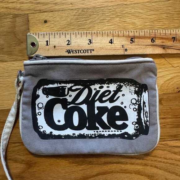 Diet Coke Gray Canvas Wristlet Purse, Recycled Bottles, Coca-Cola Memorabilia - Picture 8 of 9
